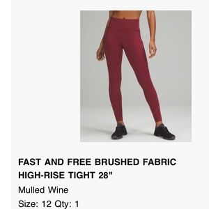 LULULEMON HIGH-RISE TIGHT Mulled Wine size 12 NWT